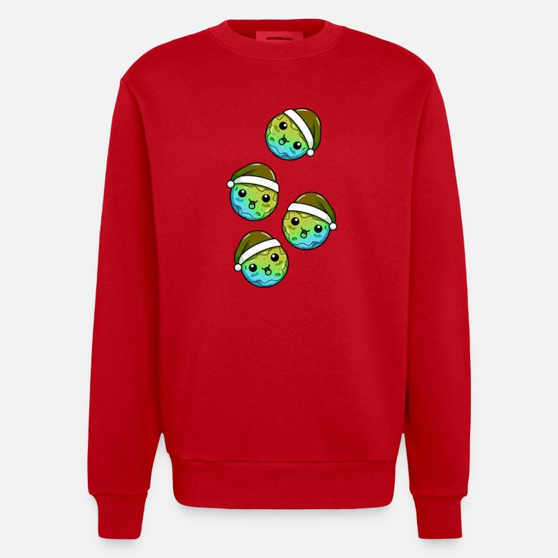 Biscuits Bande dessinée de Noël - Sweat bio épais oversize fabriqué en UE - rouge