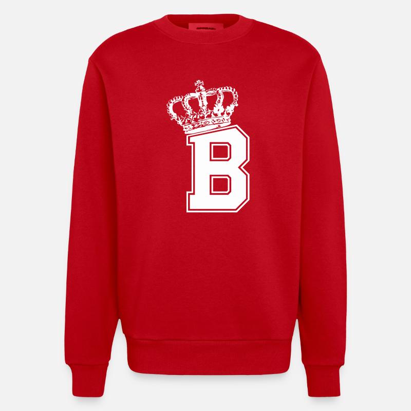 Buchstabe B King - Heavyweight Oversized Organic Crew Neck Made in EU - Rot