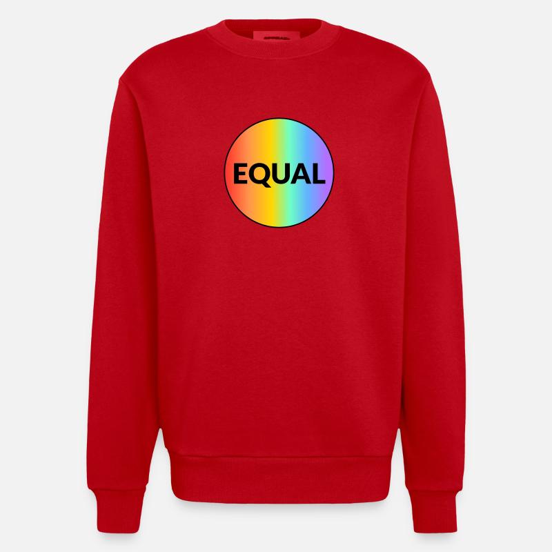 EQUAL - Regenbogen Gay Pride - Heavyweight Oversized Organic Crew Neck Made in EU - Rot