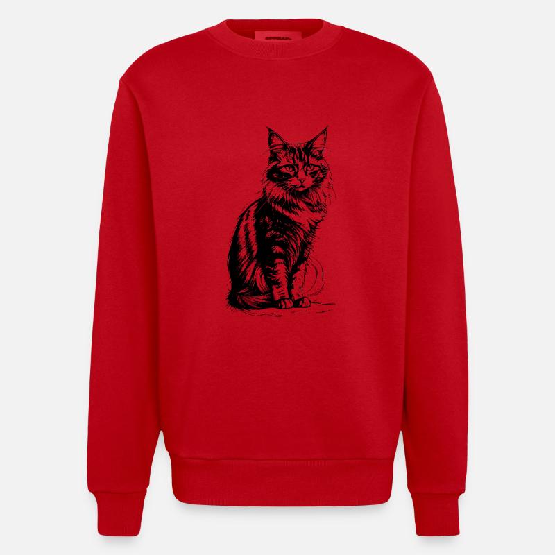 Stolze Katze schwarz-weiß - Heavyweight Oversized Organic Crew Neck Made in EU - Rot