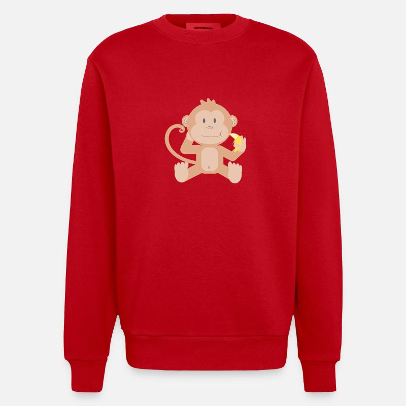 Bébé singe banane - Sweat bio épais oversize fabriqué en UE - rouge