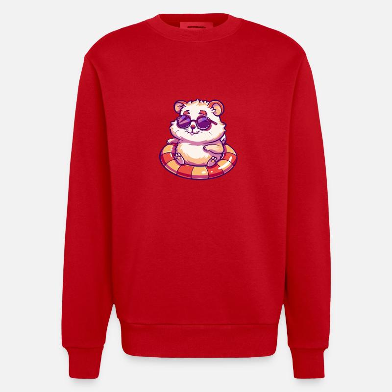 Hamster Bande Dessinée Cool - Sweat bio épais oversize fabriqué en UE - rouge