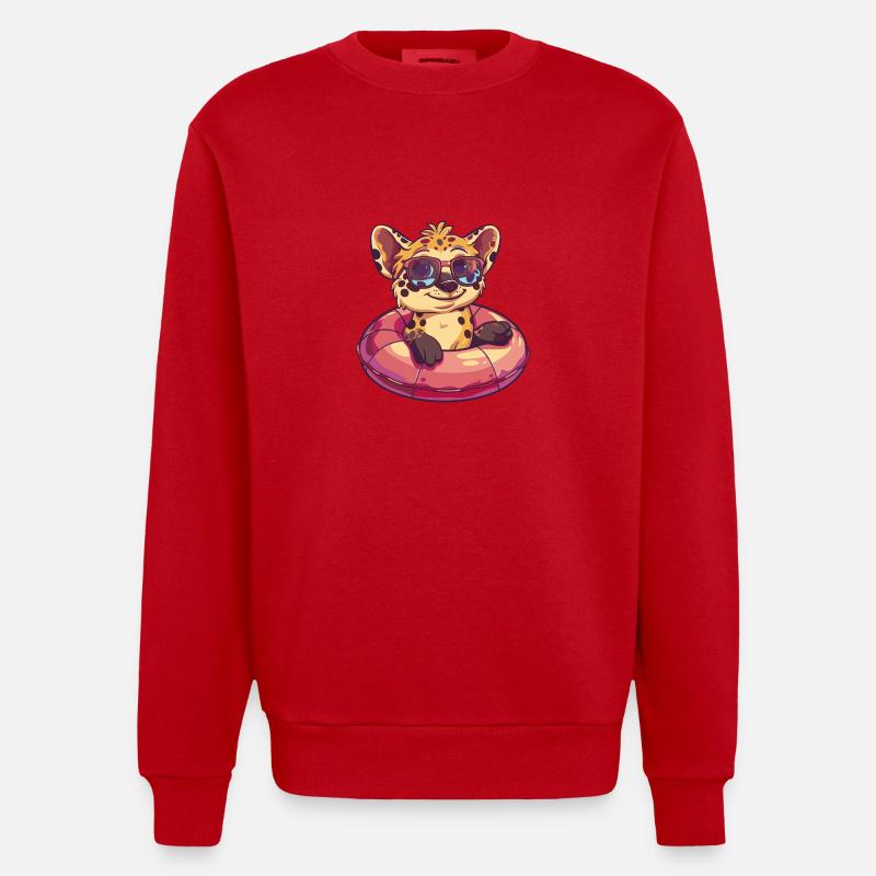 Hyena Comic Cool - Heavyweight Oversized Organic Crew Neck Made in EU - red