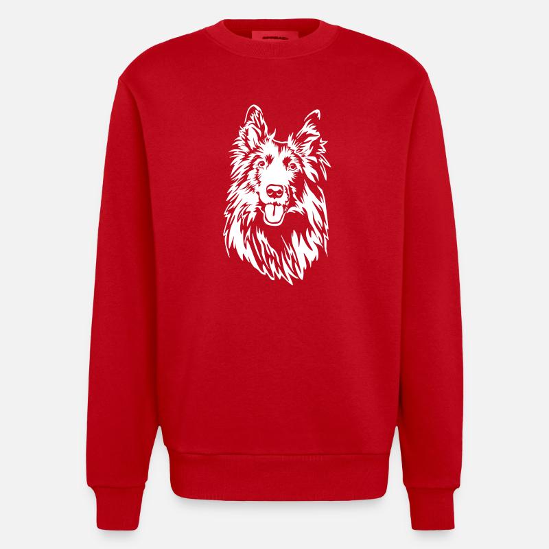 Groenendael head "Black Edition" - Heavyweight Oversized Organic Crew Neck Made in EU - red