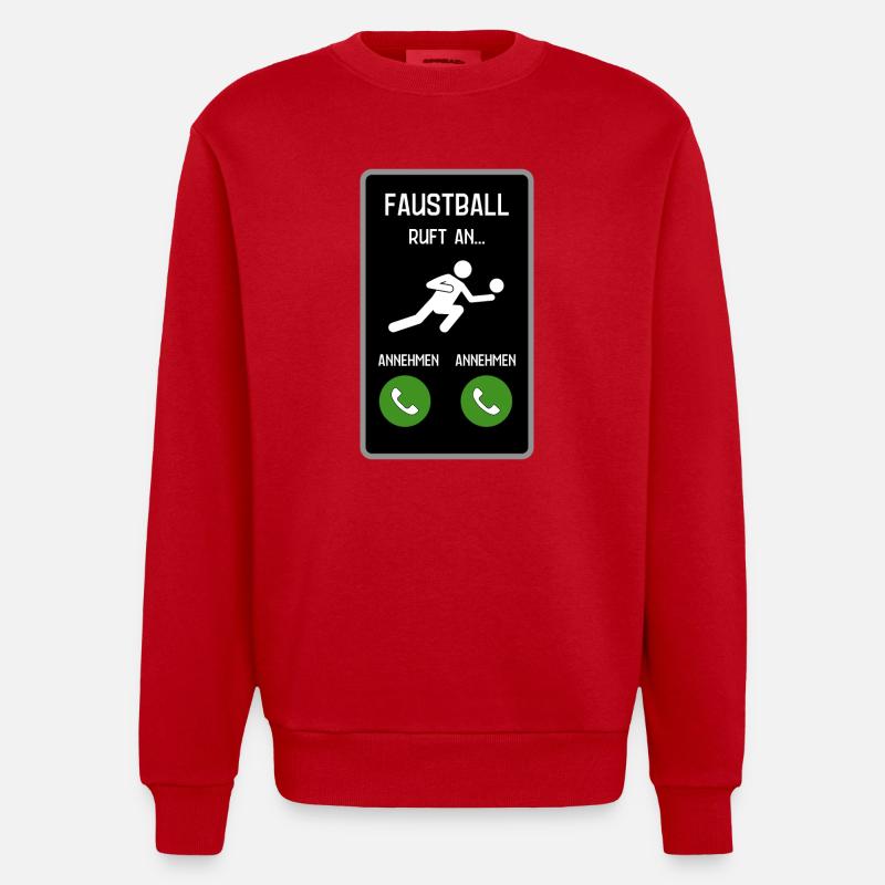 Faustball ruft an - Heavyweight Oversized Organic Crew Neck Made in EU - Rot