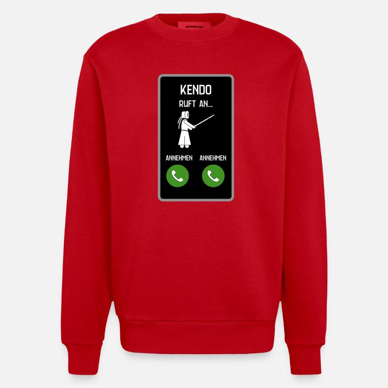 Kendo ruft an - Heavyweight Oversized Organic Crew Neck Made in EU - Rot
