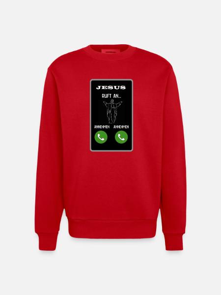 Jesus ruft an - Heavyweight Oversized Organic Crew Neck Made in EU - Rot