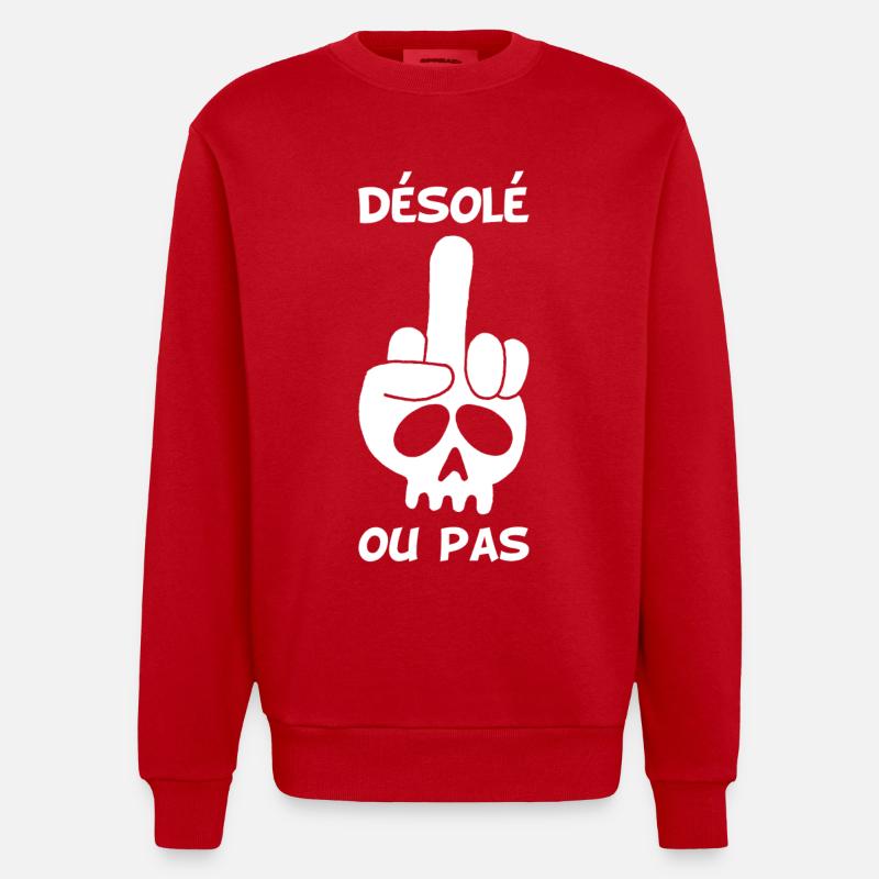 Crâne blanc malpoli - Sweat bio épais oversize fabriqué en UE - rouge