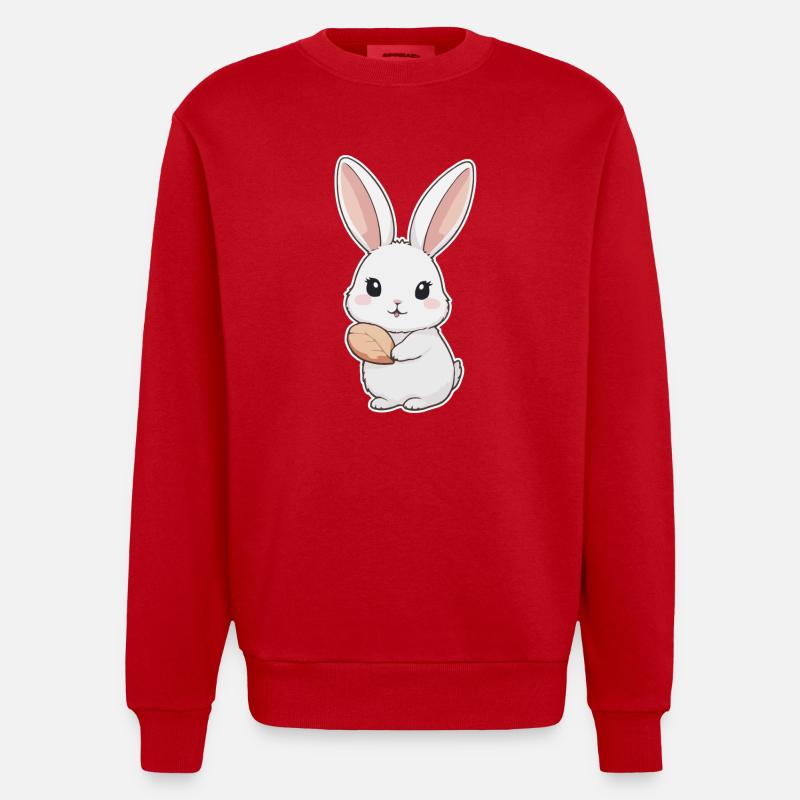 Bunny, Rabbit, Easter Bunny - Heavyweight Oversized Organic Crew Neck Made in EU - red