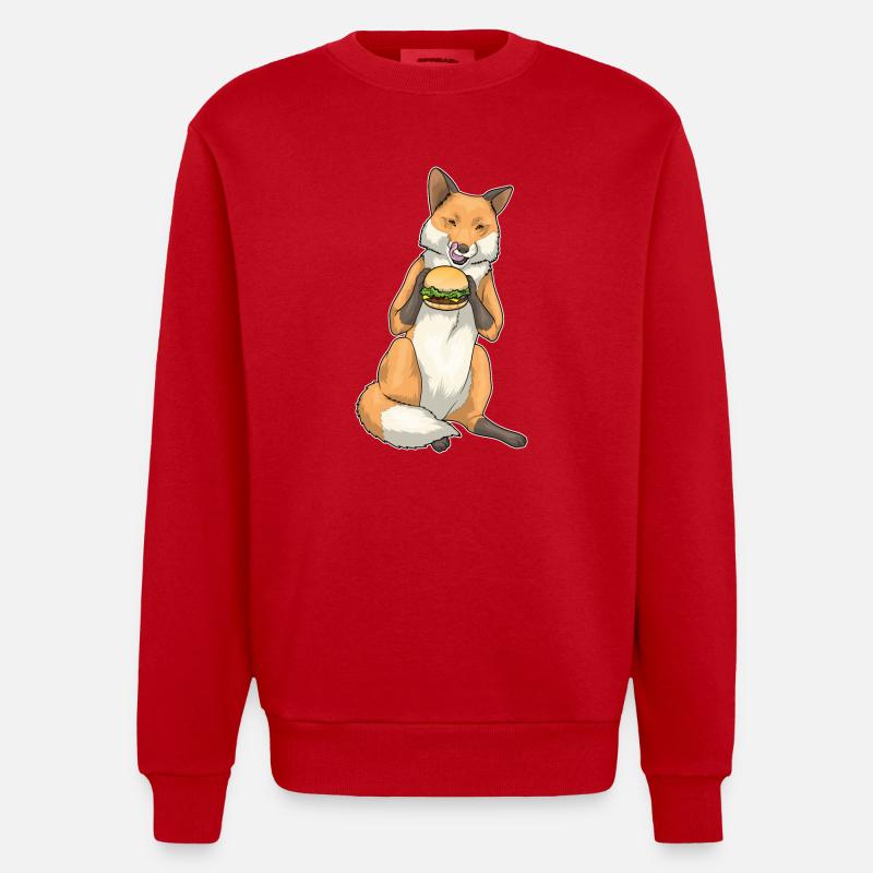 Fuchs Burger - Heavyweight Oversized Organic Crew Neck Made in EU - Rot