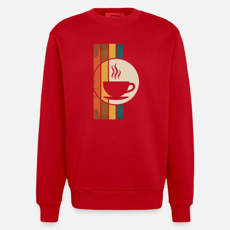 Retro Coffee Mug - Heavyweight Oversized Organic Crew Neck Made in EU - red