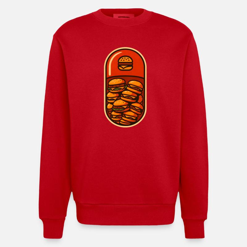Drôle de hamburger Stack Lover Design - Sweat bio épais oversize fabriqué en UE - rouge