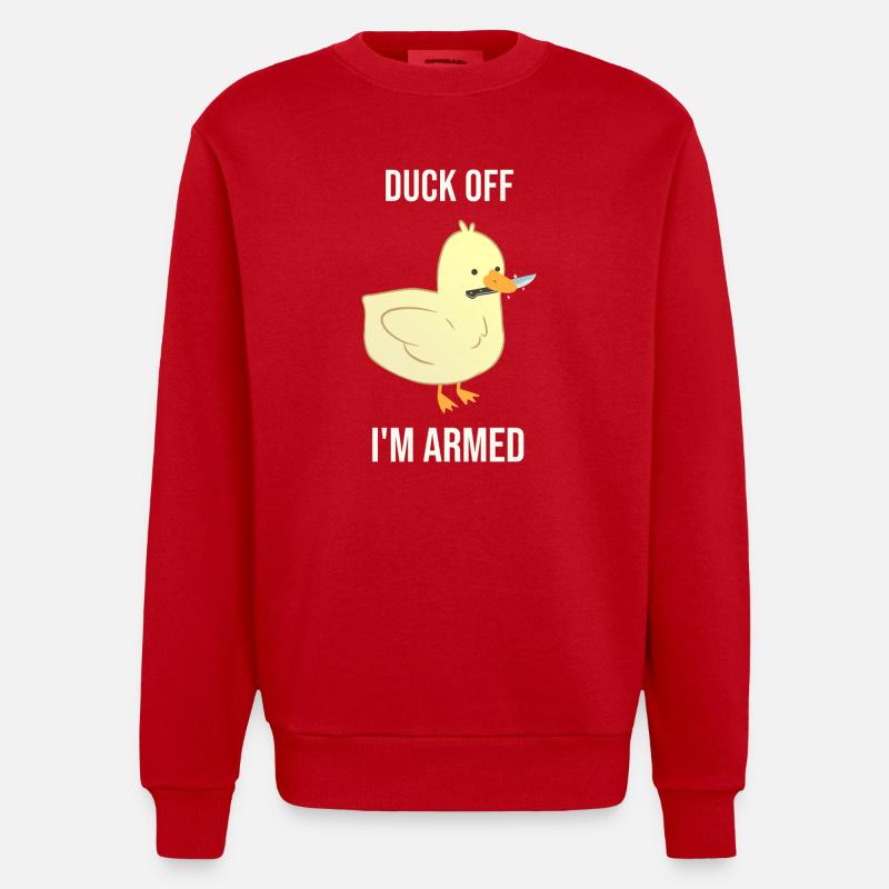 Duck dich weg, ich bin bewaffnet - Heavyweight Oversized Organic Crew Neck Made in EU - Rot