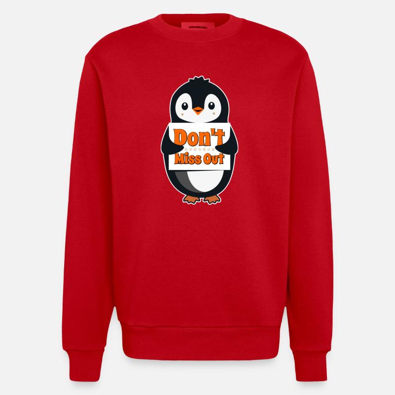 Pinguinzeichen: Verpassen Sie es nicht - Heavyweight Oversized Organic Crew Neck Made in EU - Rot