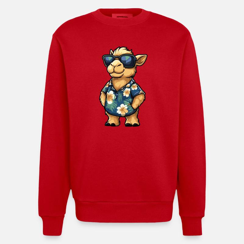 Kamel Comic Urlaub - Heavyweight Oversized Organic Crew Neck Made in EU - Rot