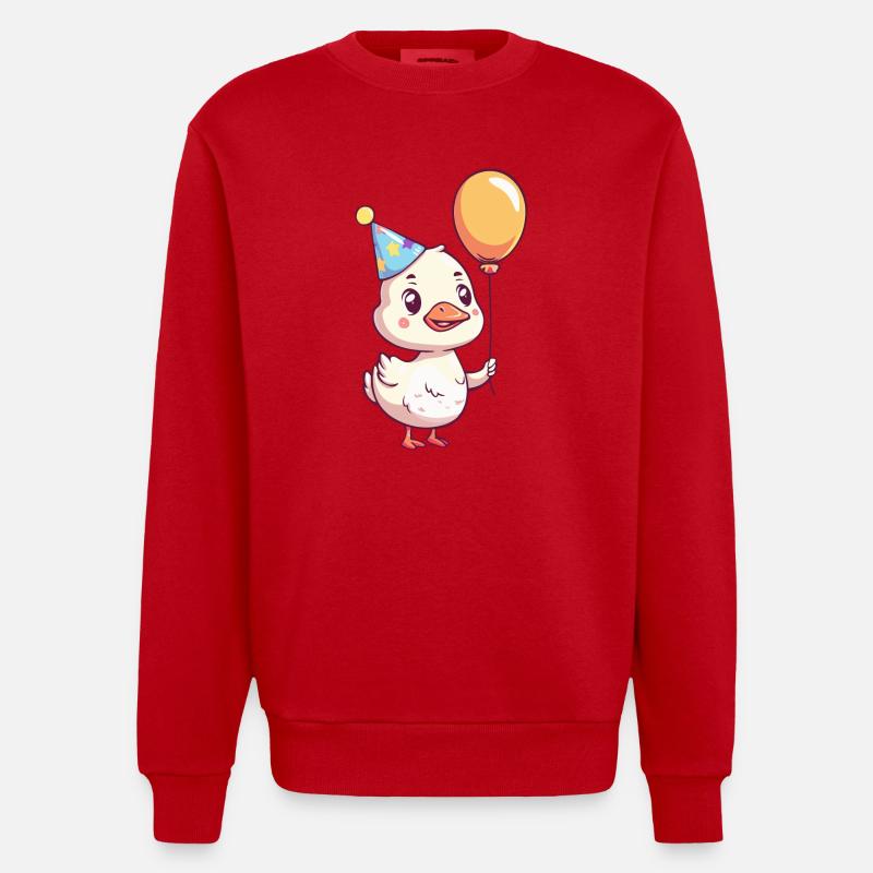 Goose Birthday Comic - Heavyweight Oversized Organic Crew Neck Made in EU - red