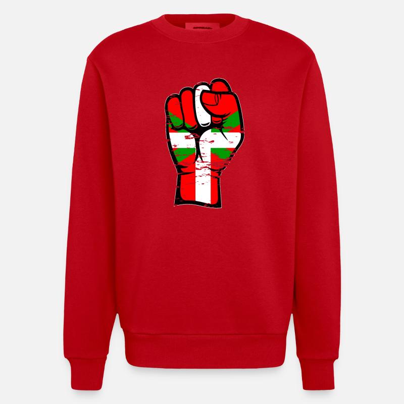 Poing de drapeau basque utilisé - Sweat bio épais oversize fabriqué en UE - rouge