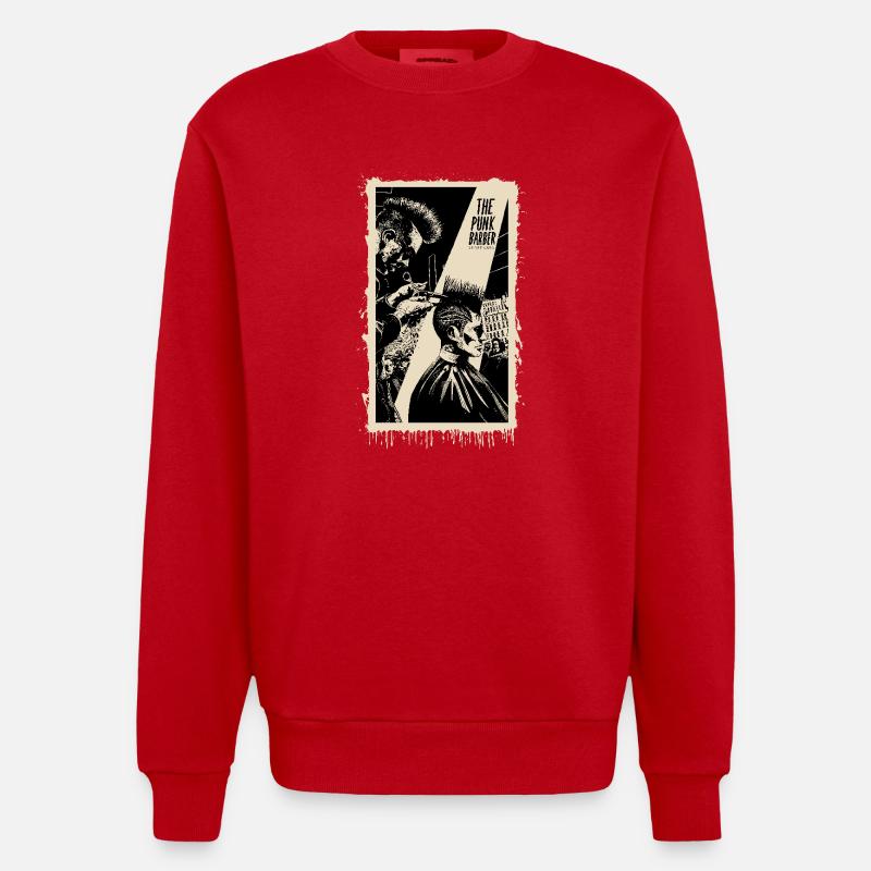 Punk barber sharp cuts - Heavyweight Oversized Organic Crew Neck Made in EU - red