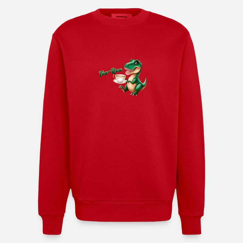 Tea-Rex |T-Rex | Rex | Dinosaure | Calembour - Sweat bio épais oversize fabriqué en UE - rouge