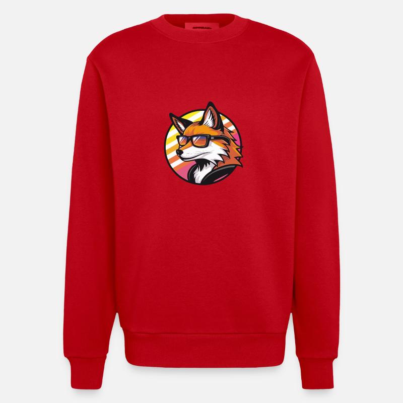 Fox Comic Cool Summer - Heavyweight Oversized Organic Crew Neck Made in EU - red