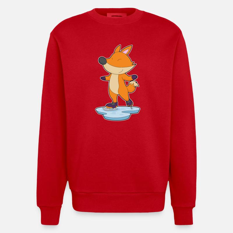 Fox patins à glace - Sweat bio épais oversize fabriqué en UE - rouge