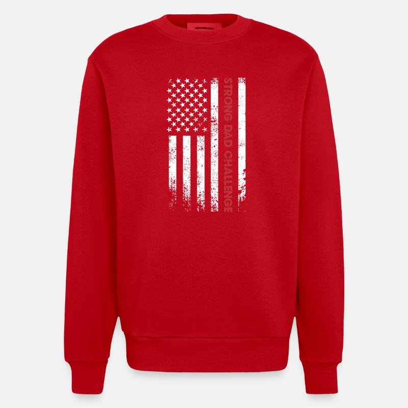 Strong Dad Challenge Flag - Heavyweight Oversized Organic Crew Neck Made in EU - red