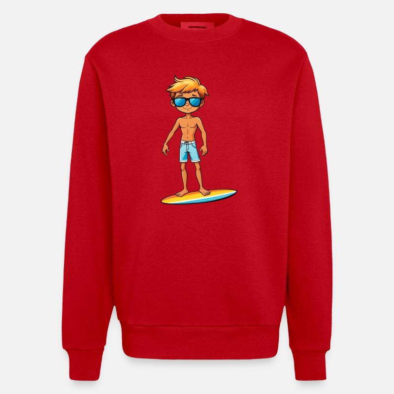Cooler junger Surfer Dude Boy - Heavyweight Oversized Organic Crew Neck Made in EU - Rot