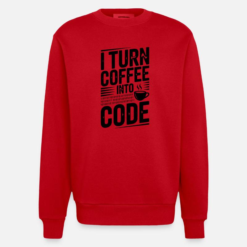 I Turn Coffee Into Code - Heavyweight Oversized Organic Crew Neck Made in EU - red