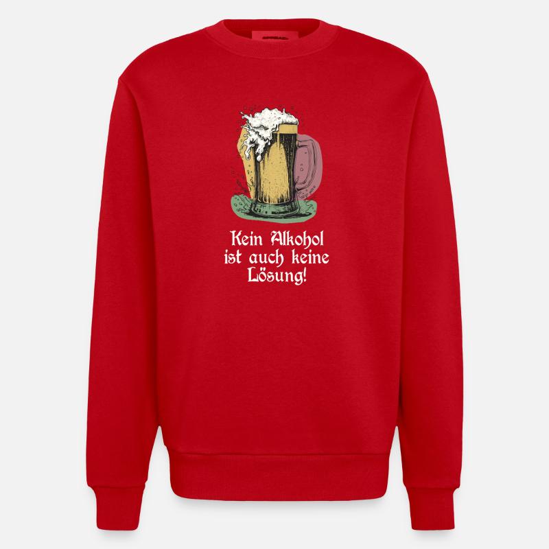 Lustiger Bier Spruch - Heavyweight Oversized Organic Crew Neck Made in EU - Rot