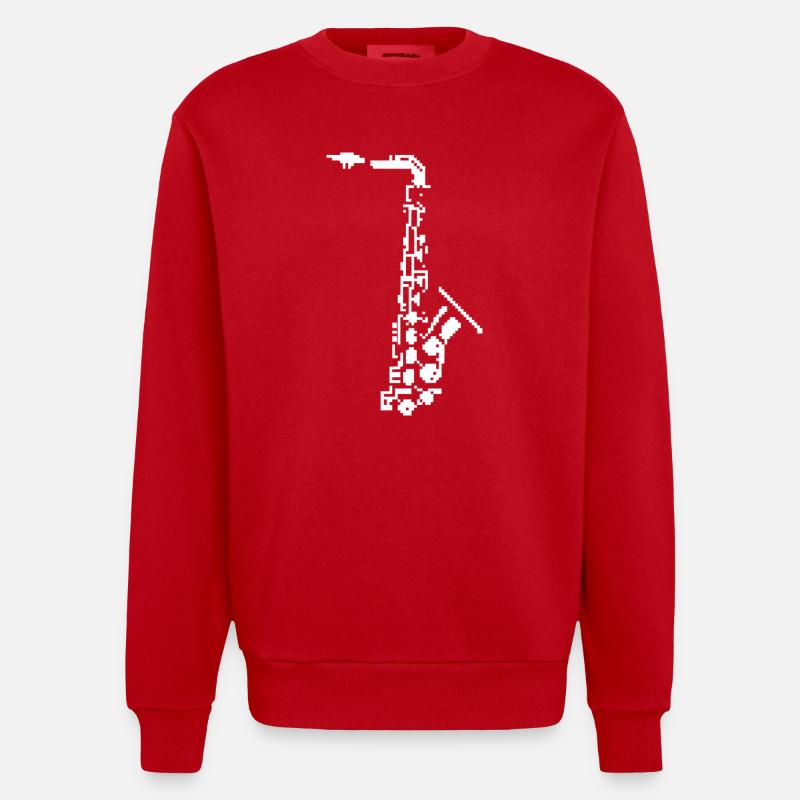 Saxophon Pixel Kunst - Heavyweight Oversized Organic Crew Neck Made in EU - Rot
