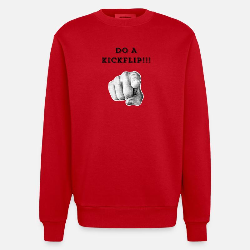 Fais un Kickflip !! - Sweat bio épais oversize fabriqué en UE - rouge