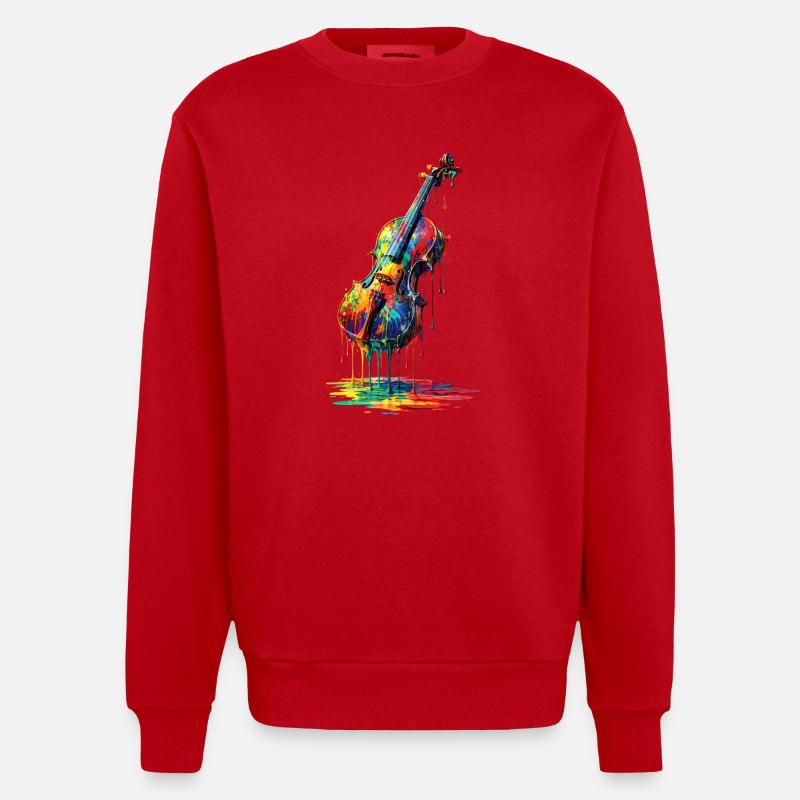 Violin with dripping paint - Heavyweight Oversized Organic Crew Neck Made in EU - red