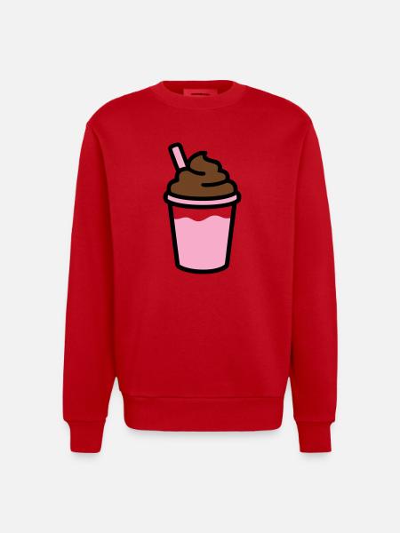 Iced Coffee Smoothie Logo - Heavyweight Oversized Organic Crew Neck Made in EU - red