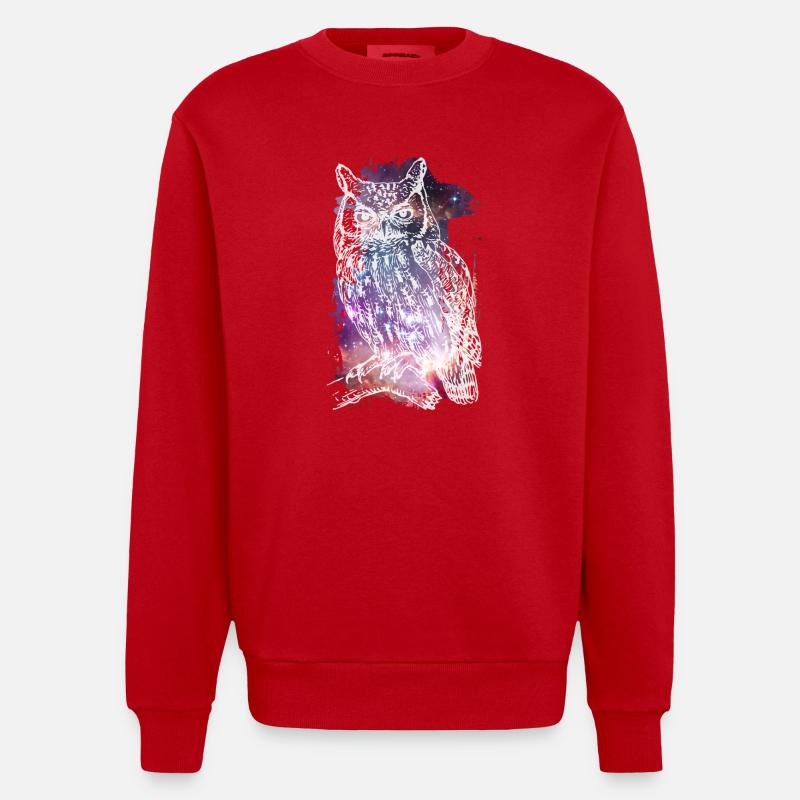 Die kosmische Eule - Heavyweight Oversized Organic Crew Neck Made in EU - Rot