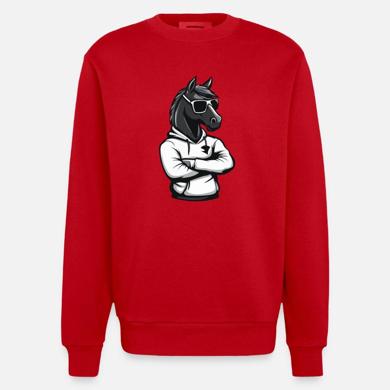 Bande dessinée de cheval - Sweat bio épais oversize fabriqué en UE - rouge