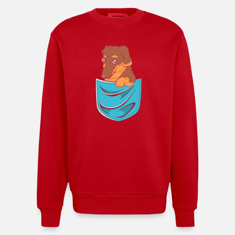 Dackel - Heavyweight Oversized Organic Crew Neck Made in EU - Rot