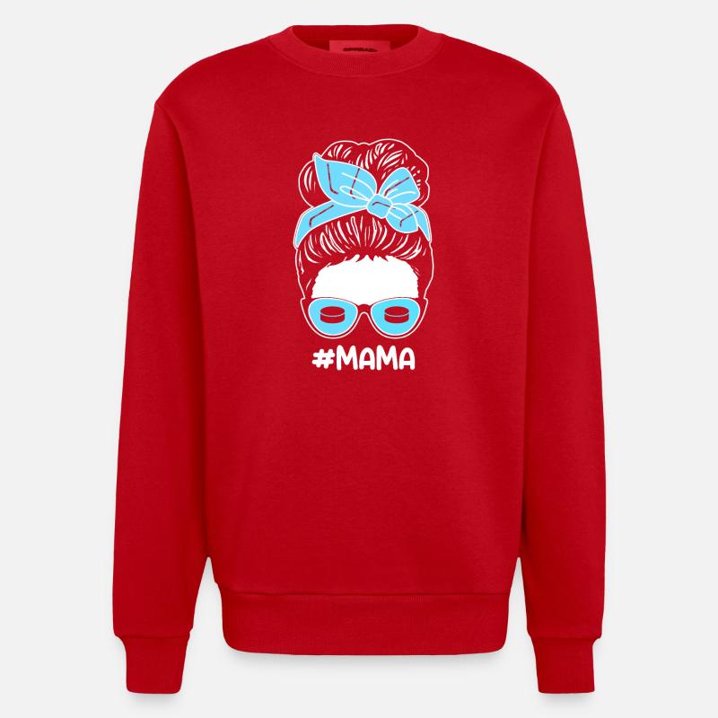 Eishockeyspieler Mama Mutter Eishockey - Heavyweight Oversized Organic Crew Neck Made in EU - Rot