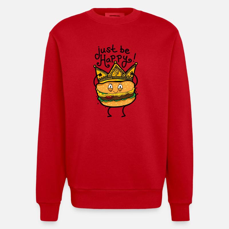 Burger avec la couronne - Sweat bio épais oversize fabriqué en UE - rouge