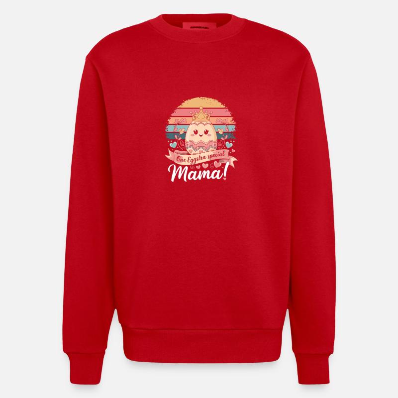 Eggstra mama Easter - Heavyweight Oversized Organic Crew Neck Made in EU - red