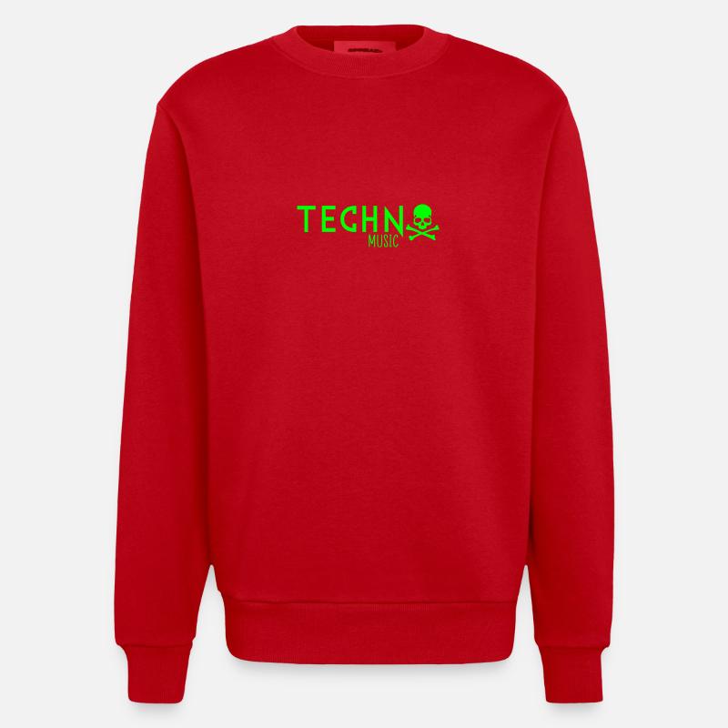 Techno-Musik - Heavyweight Oversized Organic Crew Neck Made in EU - Rot