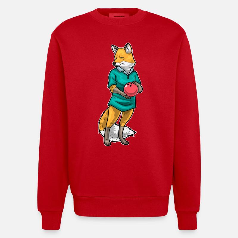 Fuchs Bowling Bowlingkugel - Heavyweight Oversized Organic Crew Neck Made in EU - Rot