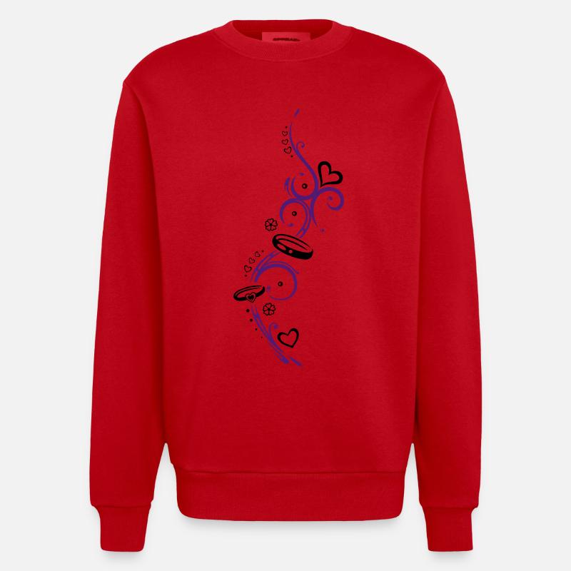 Eheringe, Hochzeit, Ehe, zwei Ringe - Heavyweight Oversized Organic Crew Neck Made in EU - Rot