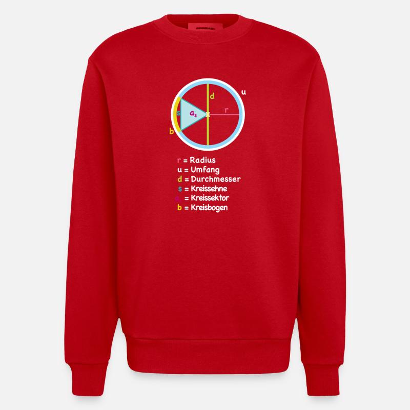 Circle Radius Diagram Art - Heavyweight Oversized Organic Crew Neck Made in EU - red