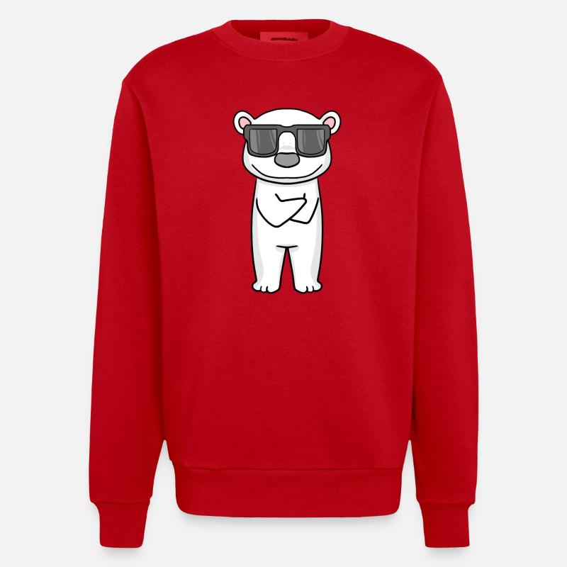 cooler Eisbär mit Sonnenbrille - Heavyweight Oversized Organic Crew Neck Made in EU - Rot