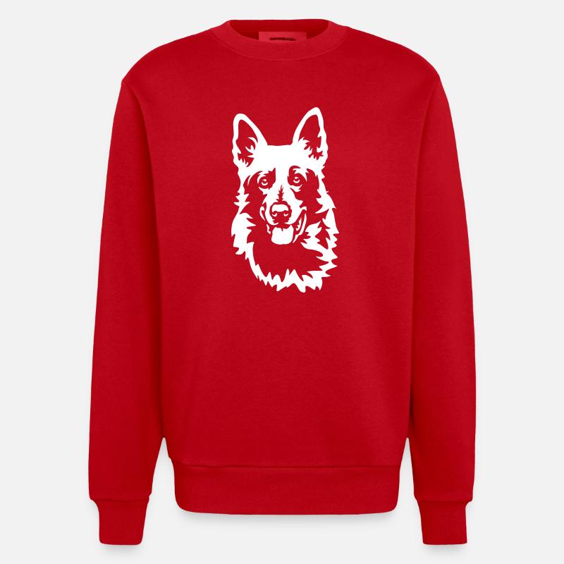 Schweizer Schäferhund Kopf "Black Edition" - Heavyweight Oversized Organic Crew Neck Made in EU - Rot