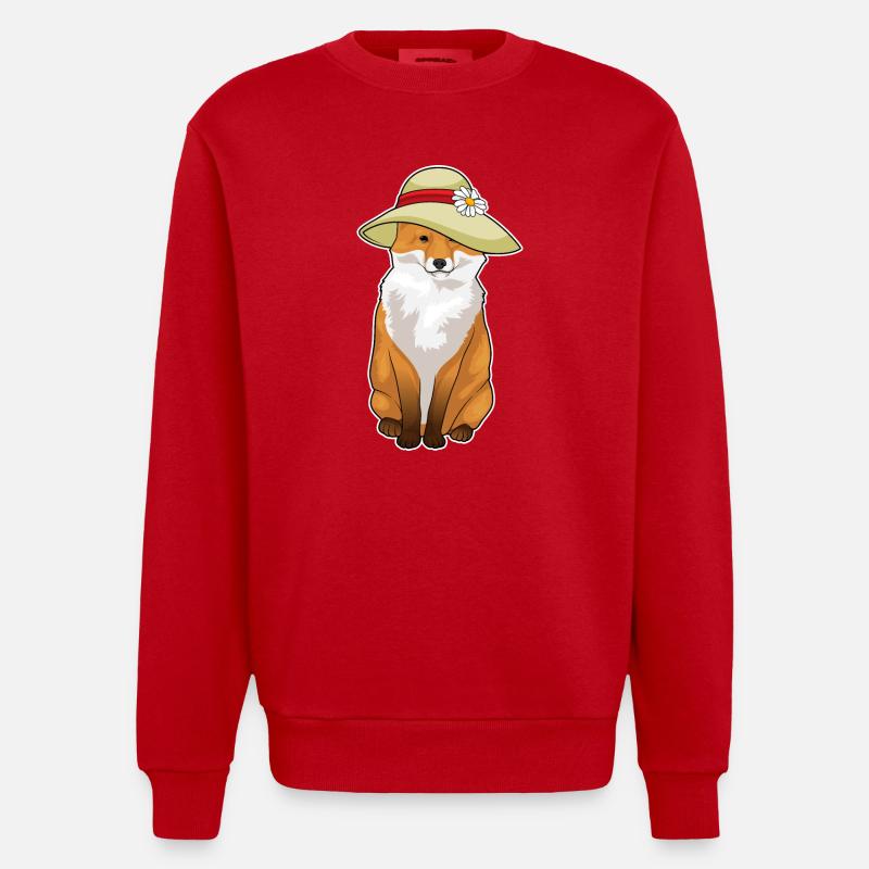 Fuchs Blume - Heavyweight Oversized Organic Crew Neck Made in EU - Rot
