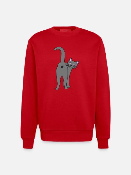 Naughty cat - Heavyweight Oversized Organic Crew Neck Made in EU - red