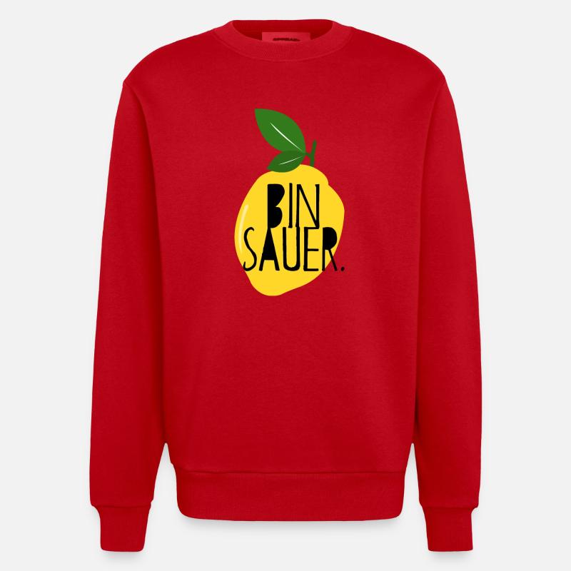 Bin sauer - Zitrone - Schlechte Laune - Statement - Heavyweight Oversized Organic Crew Neck Made in EU - Rot