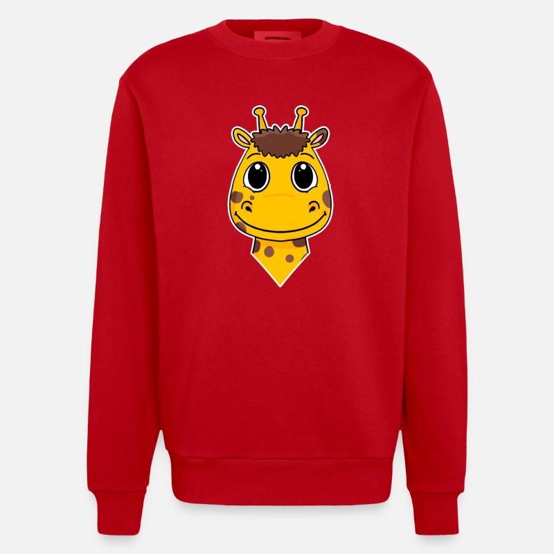 Giraffe Kopf - Heavyweight Oversized Organic Crew Neck Made in EU - Rot