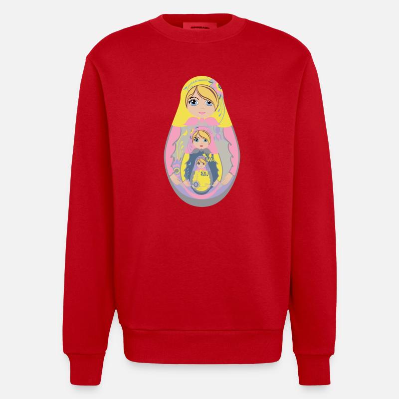 Conception de poupée matriochka gigogne - Sweat bio épais oversize fabriqué en UE - rouge